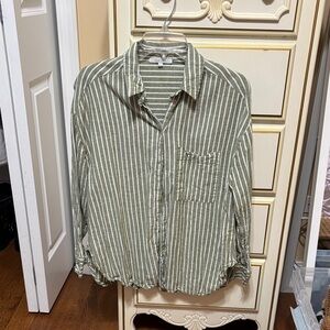 Love Tree Olive Striped Casual Shirt